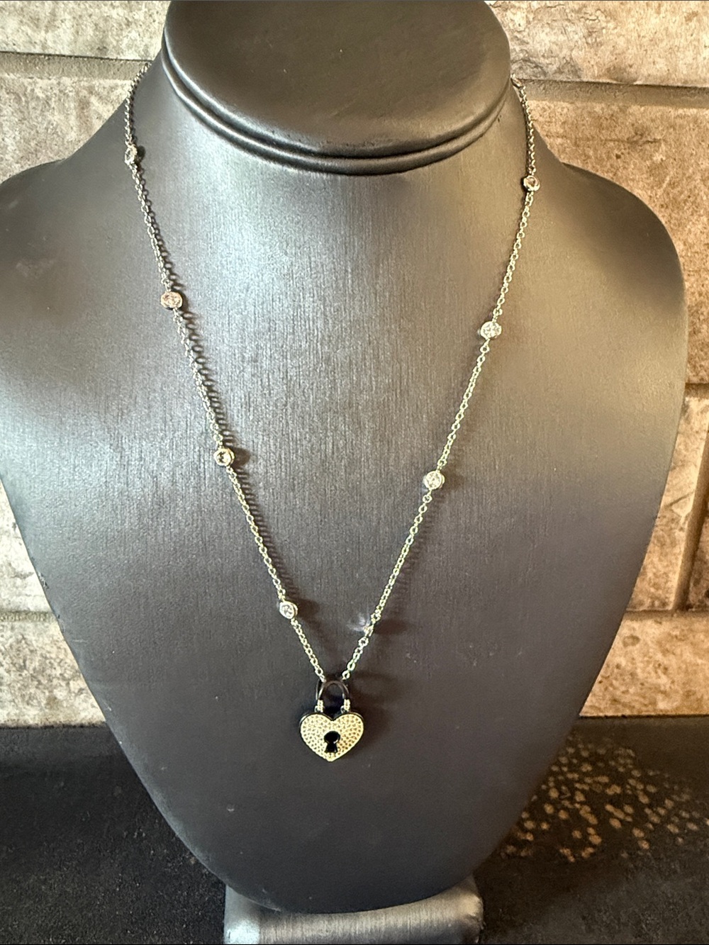 Freida Rothman Sterling Silver Heart Lock Pendant Necklace